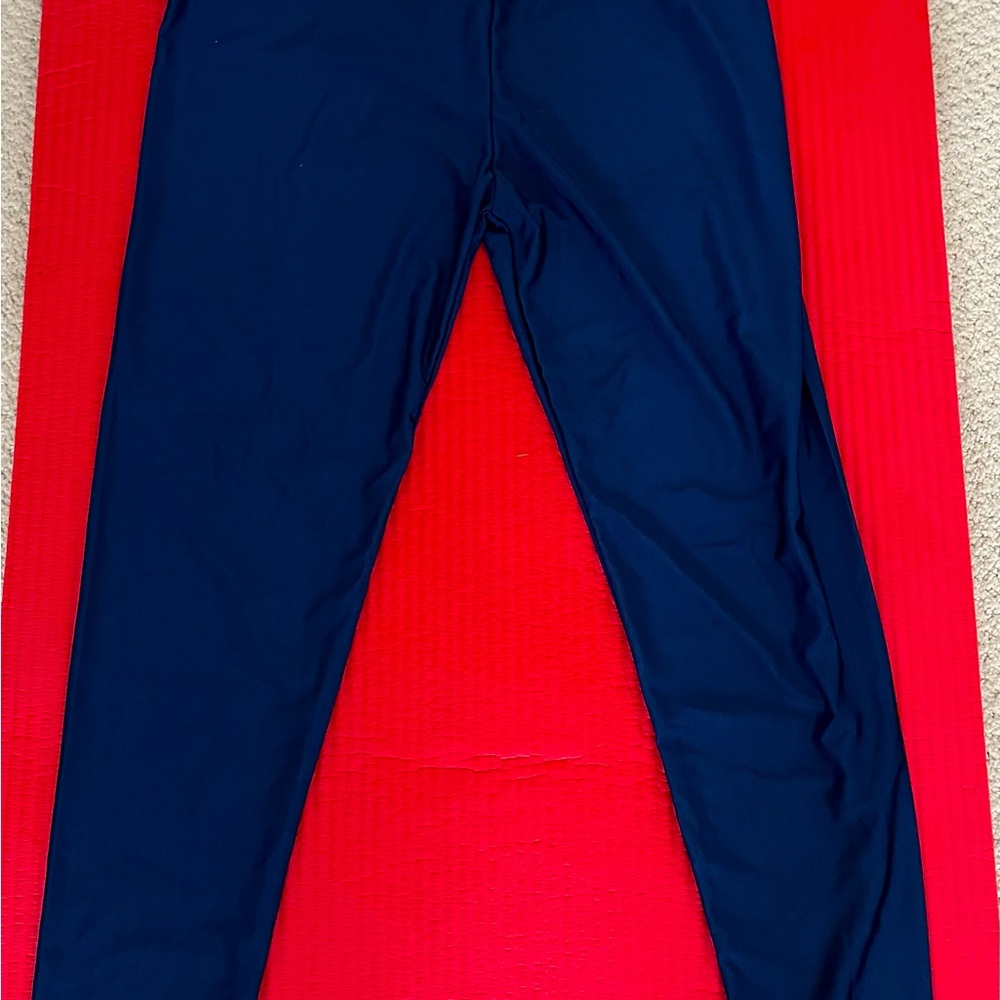 Shiny royal blue stretch tights